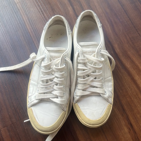 Saint Laurent white/distressed leather sneakers size 36.5 - Picture 1 of 4